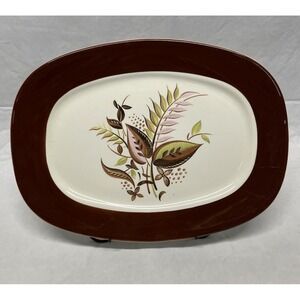 1952 Taylor Smith Taylor 12" Oval Platter CONVERSATION Design, Jamaica VTG MCM